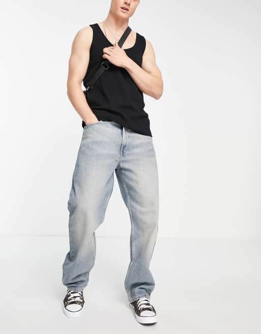 Weekday - Galaxy - Jeans ampi blu chiaro consumato