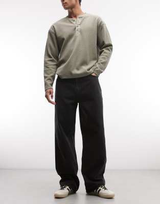 Galaxy - Jeans in getuntem Schwarz mit geradem, lockerem Schnitt Schwarz W32 L32