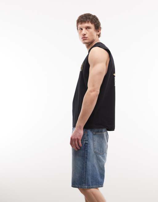 Weekday Galaxy loose fit baggy denim shorts in blue wash, 3 of 5