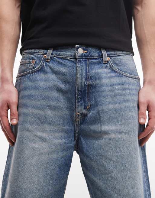 Weekday Galaxy loose fit baggy denim shorts in blue wash, 5 of 5