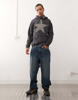 Weekday Galaxy Loose Fit Baggy Jeans In Dark Blue Wash