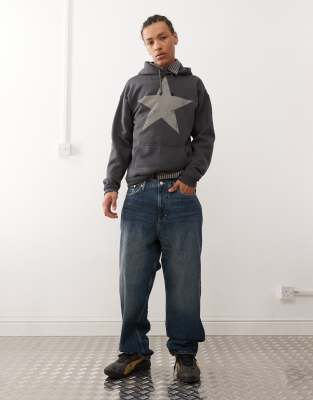 Galaxy loose fit baggy jeans in dark blue wash