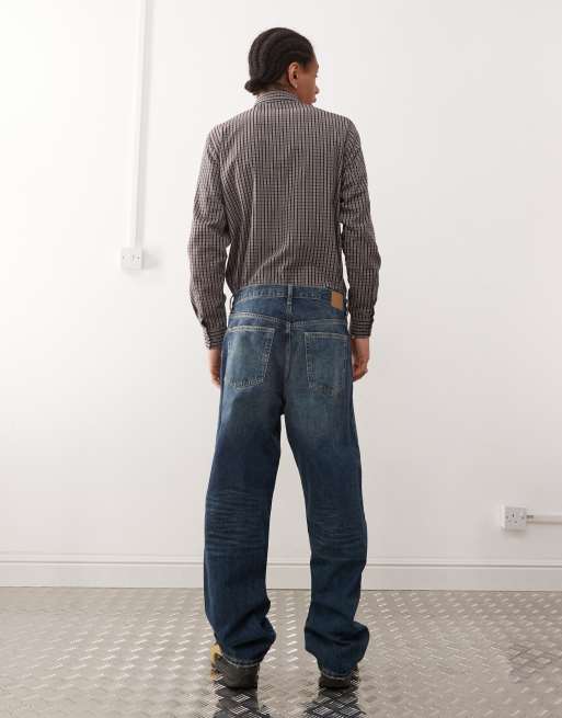 Weekday Galaxy loose fit baggy jeans in dark blue wash | ASOS