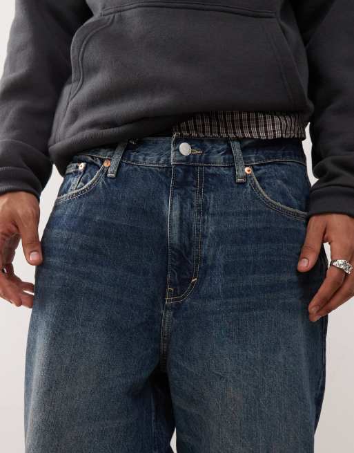 Weekday Galaxy loose fit baggy jeans in dark blue wash | ASOS