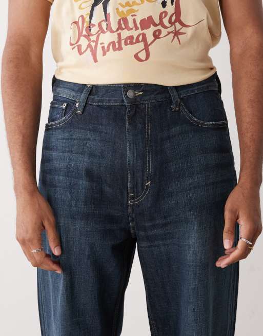 Weekday Galaxy loose fit baggy jeans in dark blue wash, 4 of 5