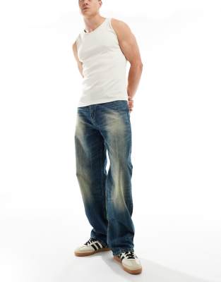 Weekday Weekday Galaxy loose fit baggy jeans in heavy blue wash