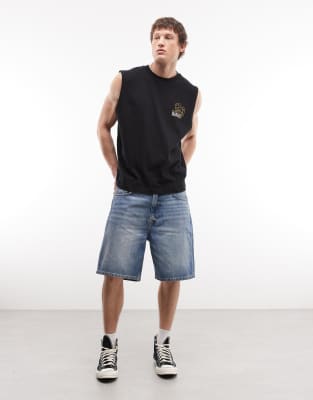 Weekday Galaxy Loose Fit Baggy Shorts In Blue