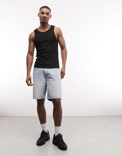 Weekday Galaxy loose fit baggy shorts in light blue wash - view 1