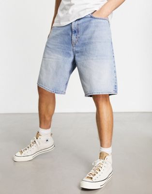 Weekday galaxy loose fit denim shorts in light blue  - ASOS Price Checker