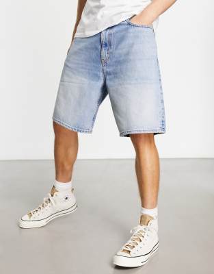 Weekday galaxy loose fit denim shorts in light blue  - ASOS Price Checker