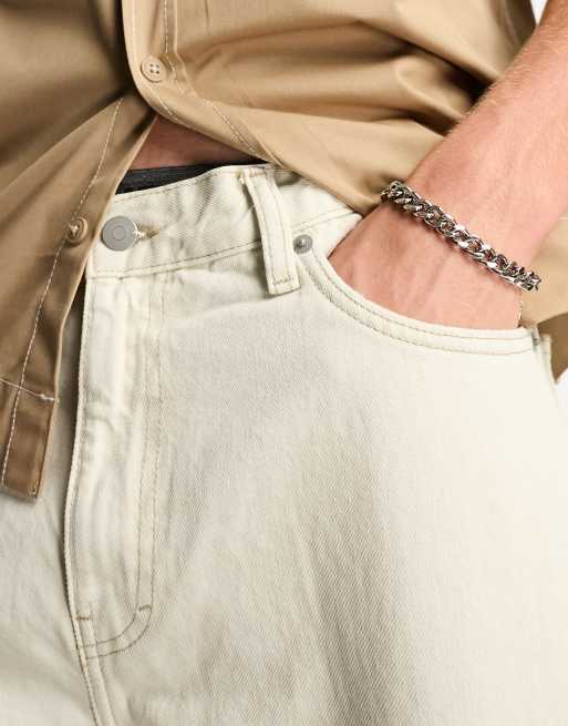 Weekday Galaxy loose fit straight leg jeans in chalk white, 3 of 4
