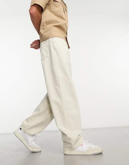 Weekday Galaxy loose fit straight leg jeans in chalk white, 4 of 4