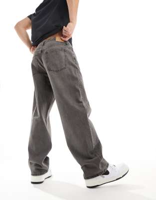 Weekday Galaxy loose fit straight leg jeans in clay grey - ASOS Price Checker