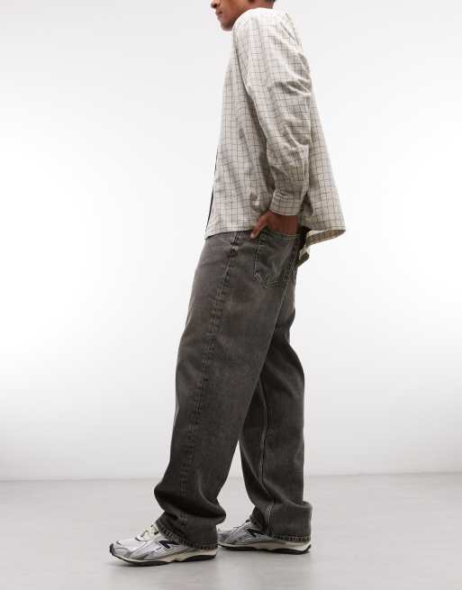 Weekday Galaxy loose fit straight leg jeans in faded black wash, 3 of 5