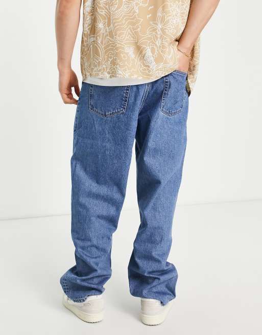 【WEEKDAY】Galaxy Loose Straight Jeans ルーズ ストレート galaxy loose straight leg jeans - Steel Blue - Medium Blue