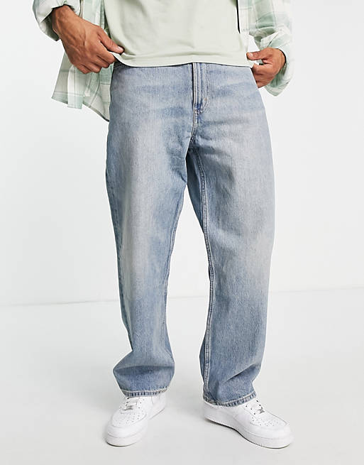 Weekday Galaxy loose straight jeans in light worn blue | ASOS