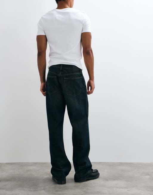 Weekday - Galaxy - Losse baggy jeans in donkerblauwe wassing, 3 van 5