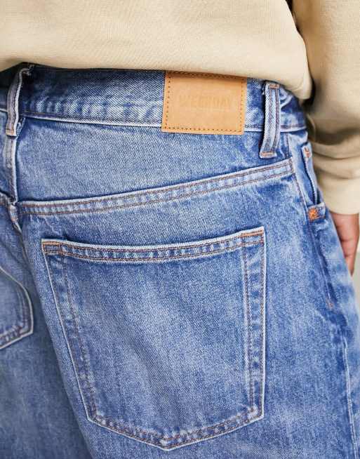 Weekday - Galaxy - Losvallende jeans met rechte pijpen in golfblauwe wassing, 3 van 4