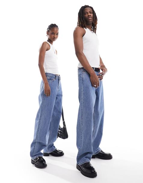 Weekday – Galaxy – Niebieskie luźne jeansy unisex z prostymi nogawkami w stylu lat 90. - view 1