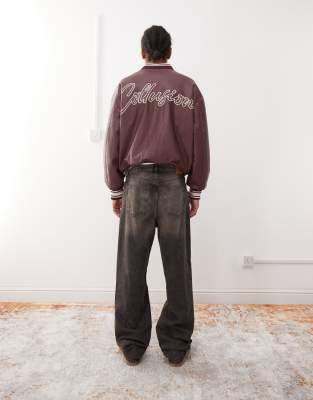 Weekday Galaxy Unisex Baggy Fit Jeans With Dirty Rust Wash In Black