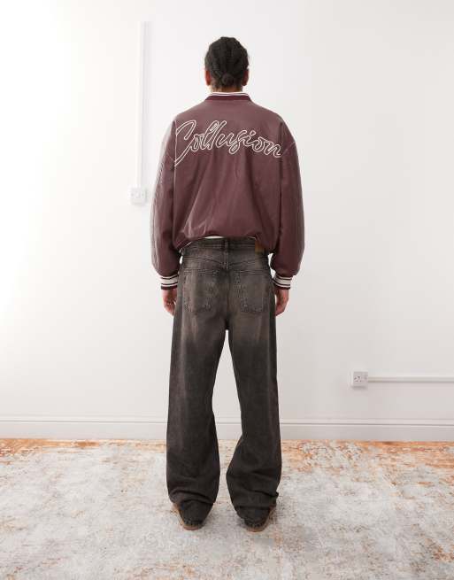 Weekday Galaxy unisex baggy fit jeans with dirty rust wash in black