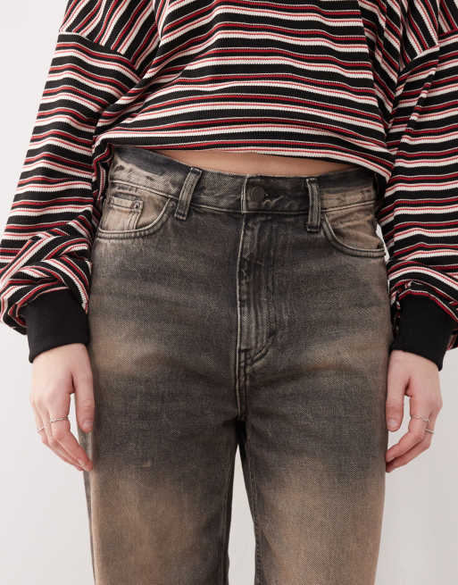 Weekday Galaxy unisex baggy fit jeans with dirty rust wash in black