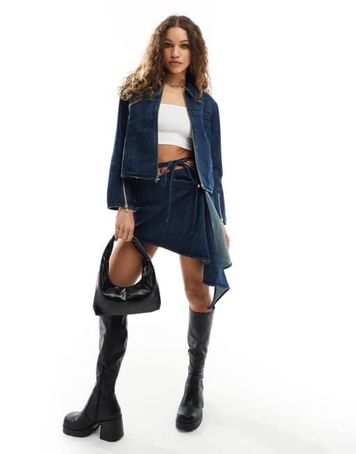 Weekday - Gate - Mini-jupe d'ensemble en jean coupe asymétrique - Bleu saphir