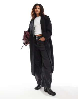 Gate wool blend car coat in black