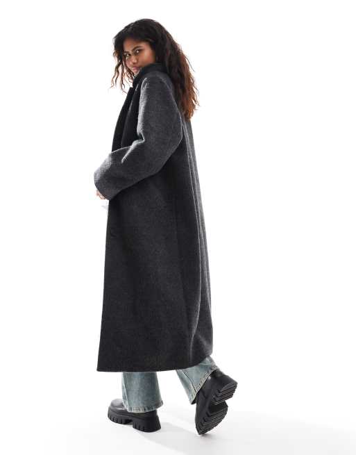 Weekday Gate wool blend car coat in dark gray