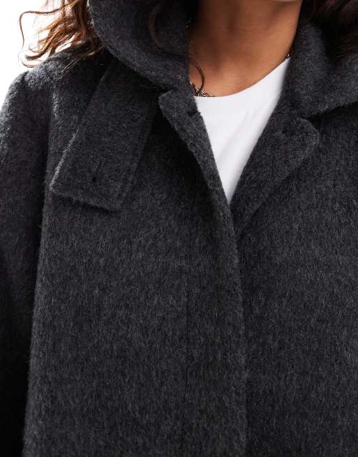 Weekday Gate wool blend car coat in dark gray