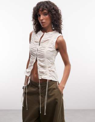 Weekday Gathered Detail Top With Zip In Gray