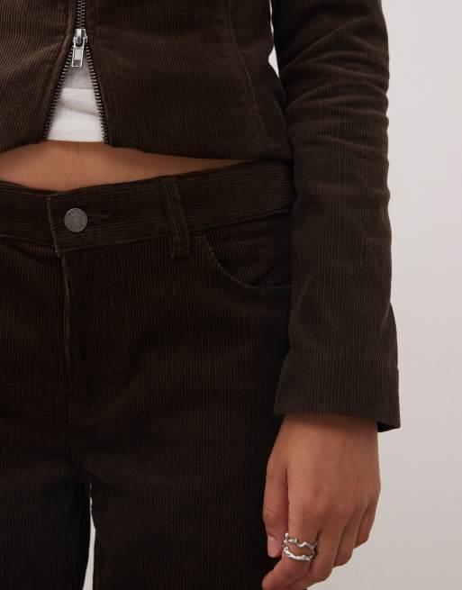 Weekday – Gerade geschnittene Cordhose in Dunkelbraun mit mittelhoher Taille, Kombiteil, 4 von 5