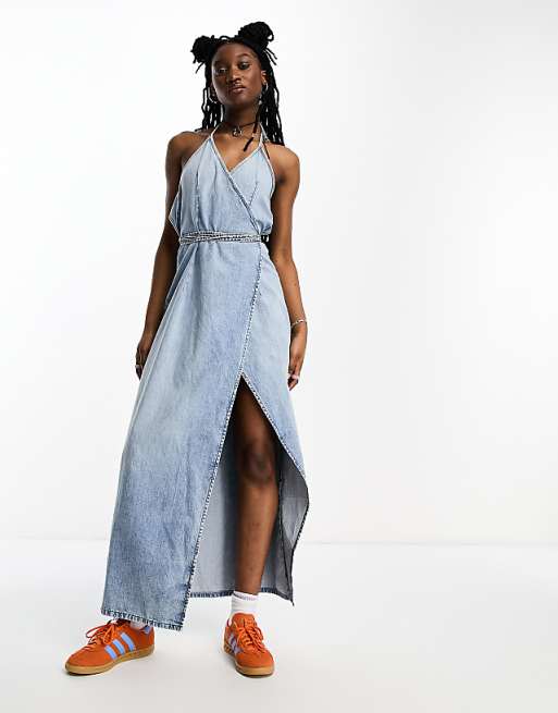 Geri Denim Mini Dress with Slit Geri Denim Mini Dress with Slit