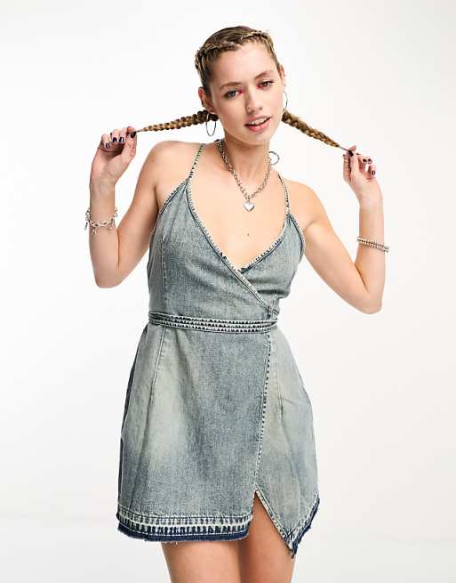 Geri Denim Mini Dress with Slit Geri Denim Mini Dress with Slit