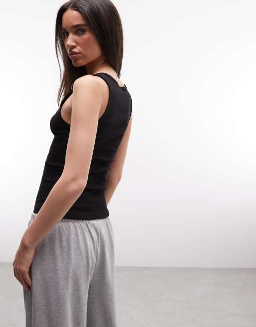 Weekday - Geribbelde tanktop met vierkante hals in zwart, 3 van 4