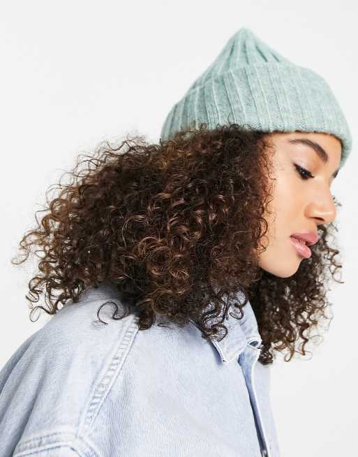 Weekday – Gerippte Strickmütze aus Polyester in Dunkelgrün - DGREEN, 2 von 4
