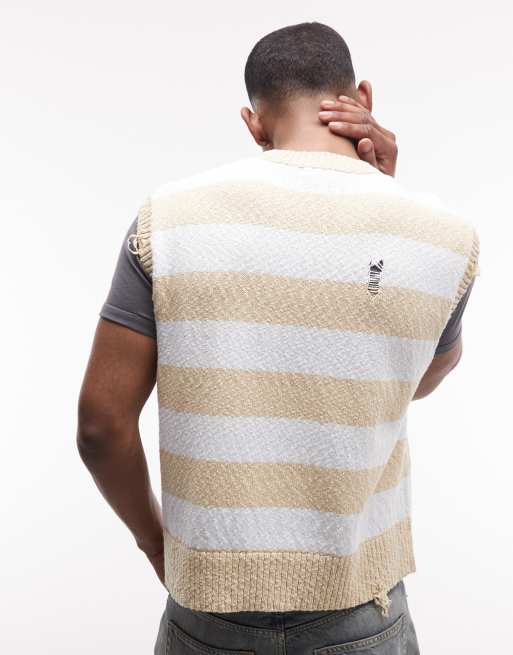 Weekday – Gestreiftes Strick-Trägertop in Blau und Beige, 5 von 5