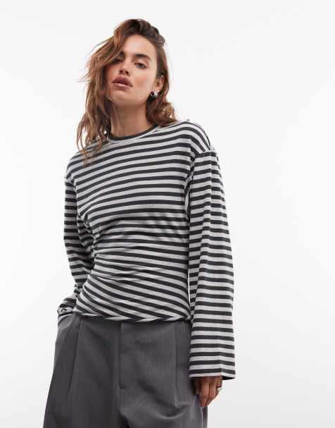 Weekday - Getailleerd T-shirt met lange mouwen in gemêleerd grijs - view 1