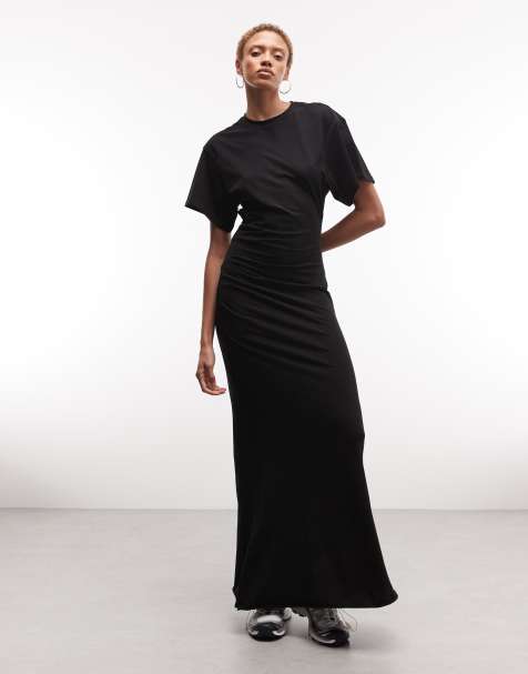 Weekday - Getailleerde maxi jurk van jersey in zwart - view 1
