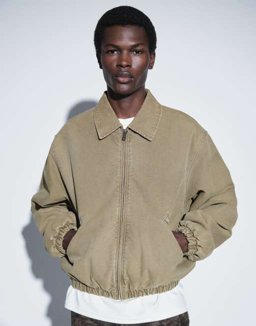 Weekday giacca bomber in tela color talpa slavato, 2 di 6