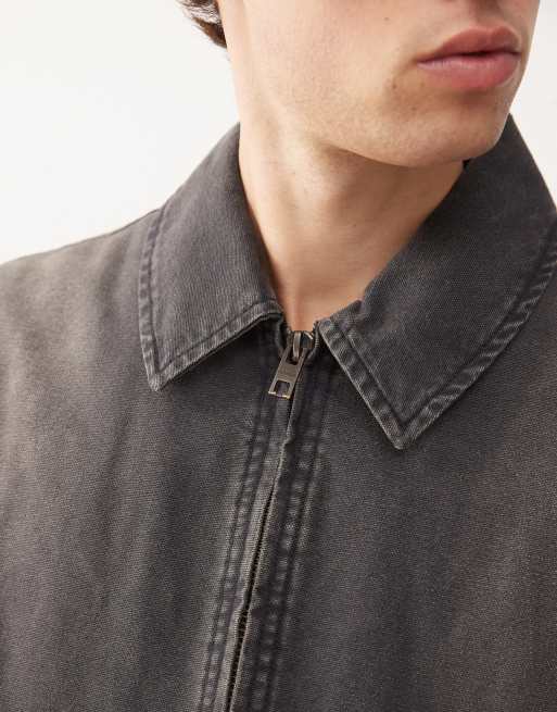 Weekday - Giacca squadrata in tela color nero slavato, 5 di 5