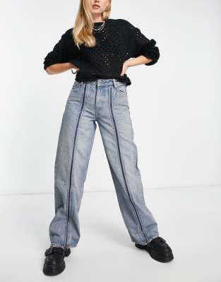 Weekday Gideon Zip Front Jeans In Washed Light Blue - Part Of A Set