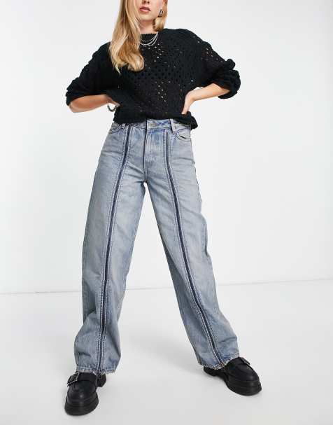 Weekday Gideon zip front jeans in washed light blue - part of a set - view 1