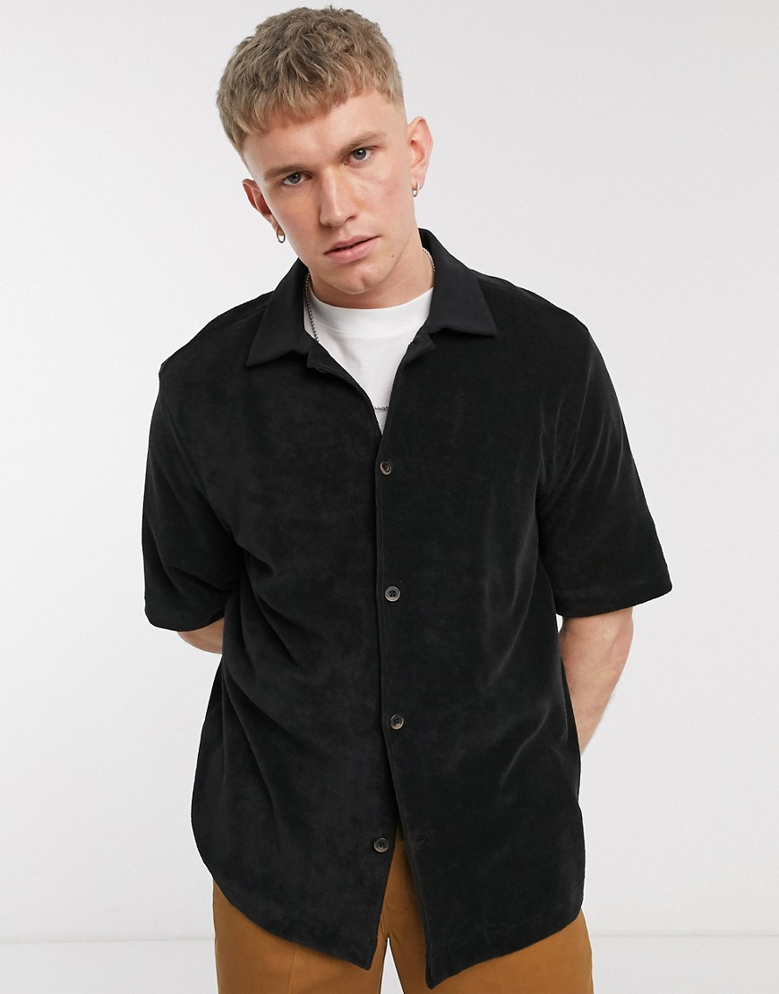 Weekday - Gilbert - Overhemd met korte mouwen in zwart
