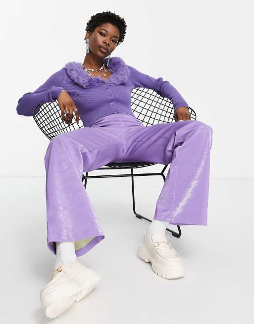 Weekday - Gilet en fausse fourrure avec col - Violet - PURPLE, 3 de 4