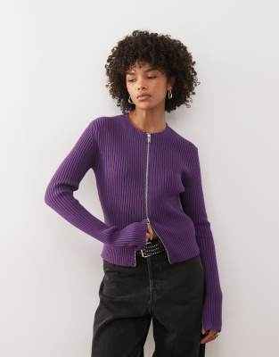 Weekday - Gilet zippé ajusté avec manches zippées - Violet