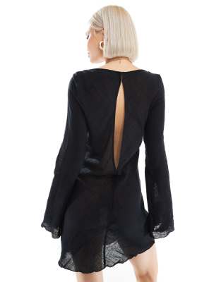 ● GENERALIDEA ● Linen Blend Puff Mini Dress MUSINSA | GENERAL IDEA Linen Blend Puff Mini Dress [BLACK