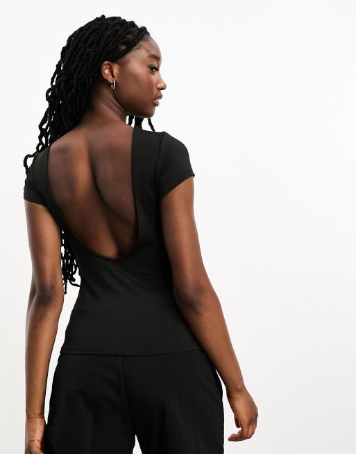 Weekday Gizem open back top in black | ASOS