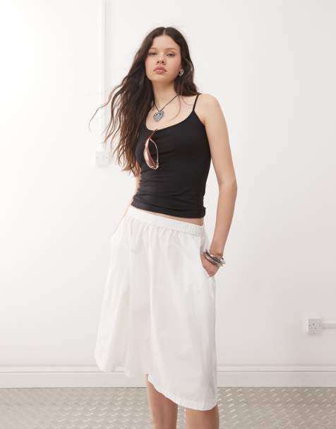 Weekday - Gonna midi bianca in popeline - view 1
