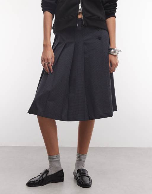 Weekday gonna midi plissettata con zip laterale nera, 3 di 5